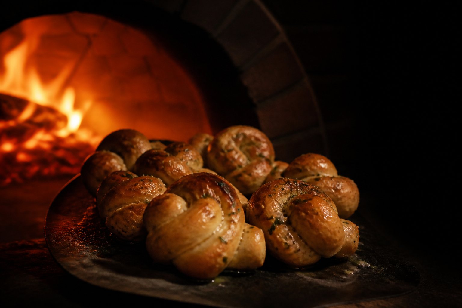 Garlic knots at the oven.